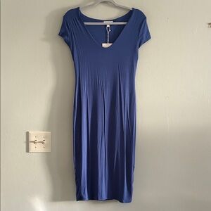 See You Monday Royal Blue V-Neck Midi Dress L NWT